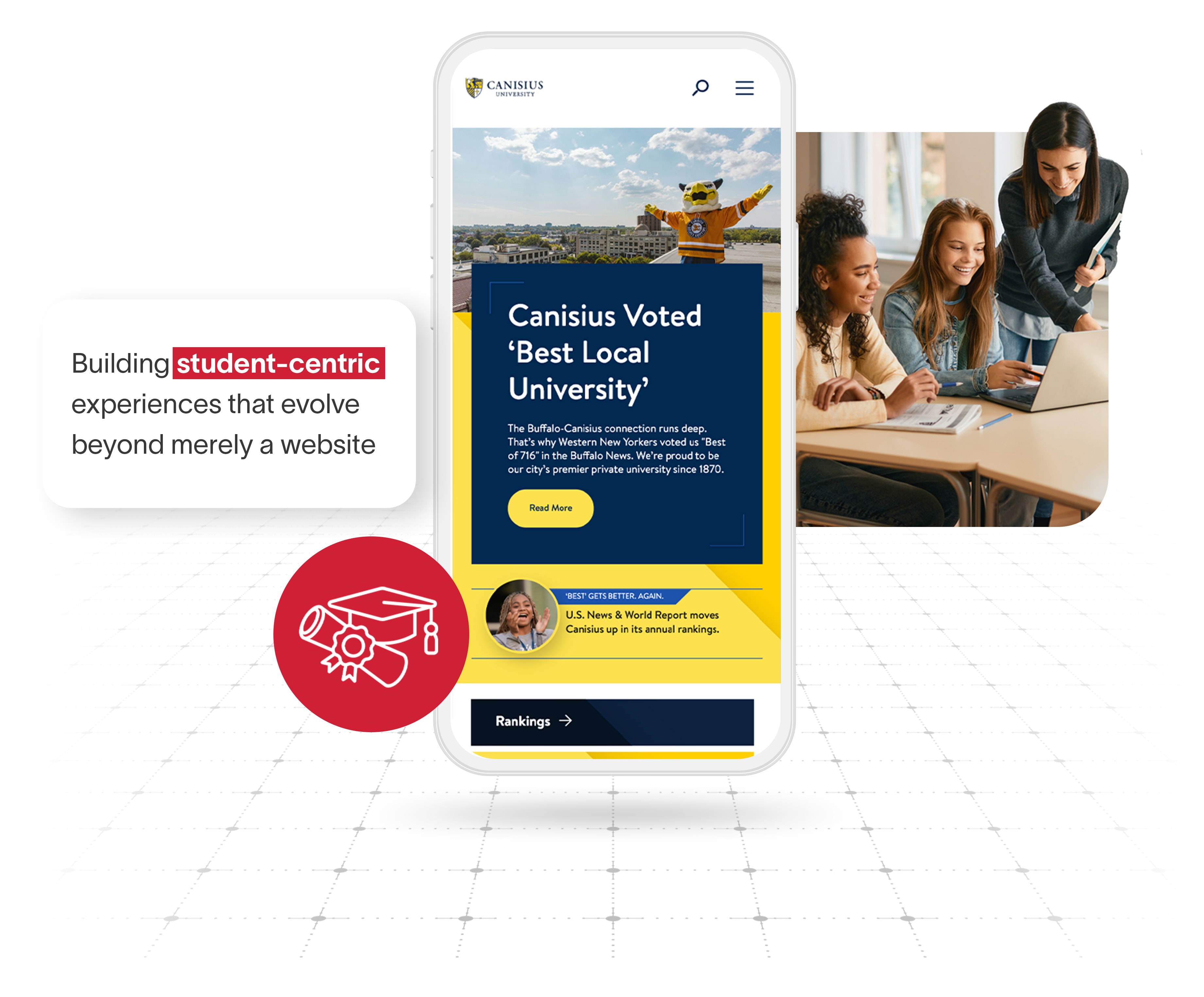 Canisius College website displayed on a mobile phone