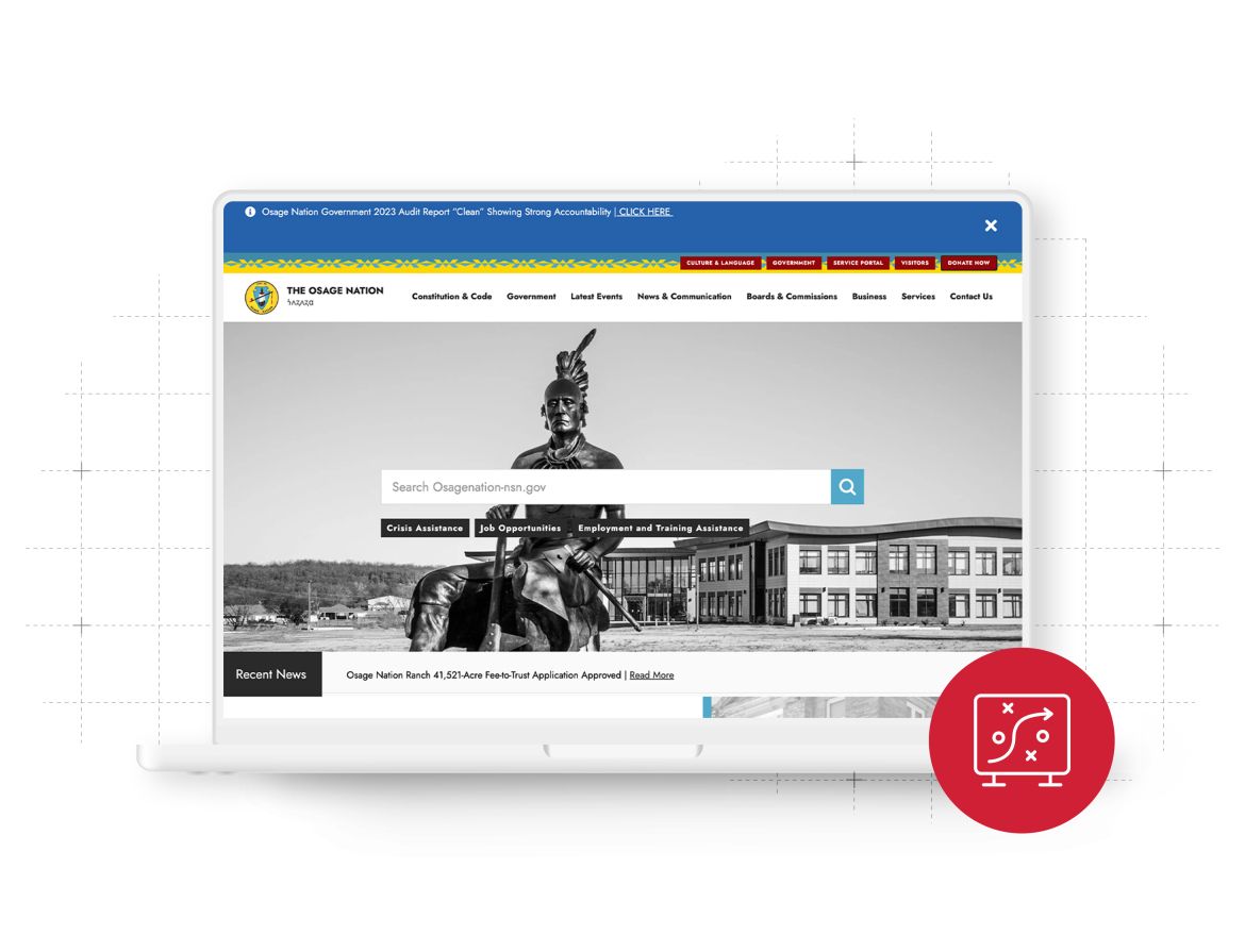 Osage Nation Government Website displayed on a laptop