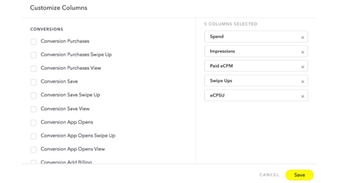 Customize columns